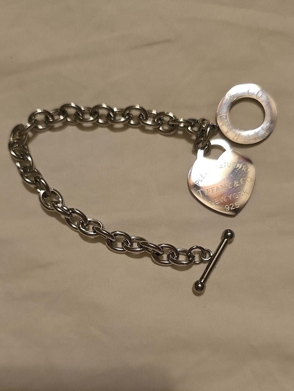 Tiffany & Co. Sterling Silver Heart Tag Toggle Bracelet - Silver